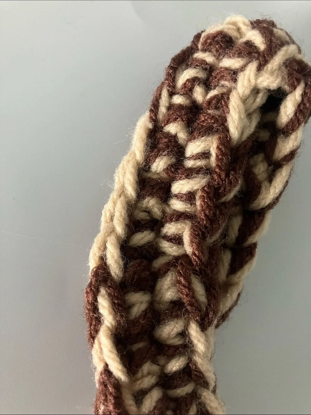 Handmade Brown & Cream Crochet Key Fob Wristlet Key Holder